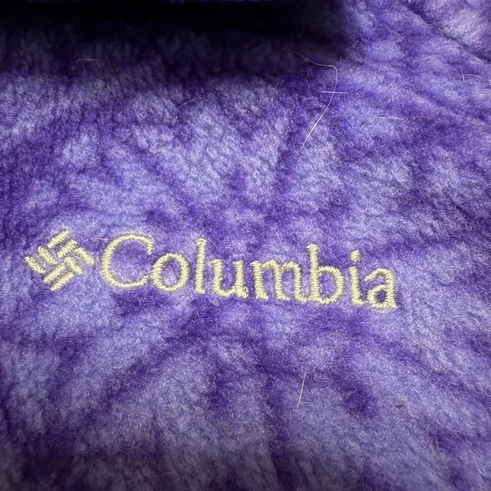 Columbia Purple Mandala Floral Fleece Jacket Full Zip Mock Neck Girl Large 14/16
